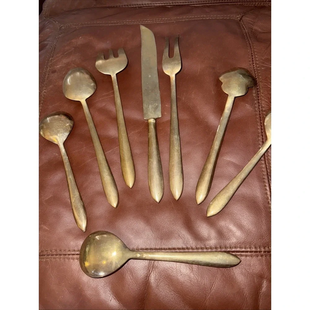 Vintage Brass 8 Piece Serving Set flatware